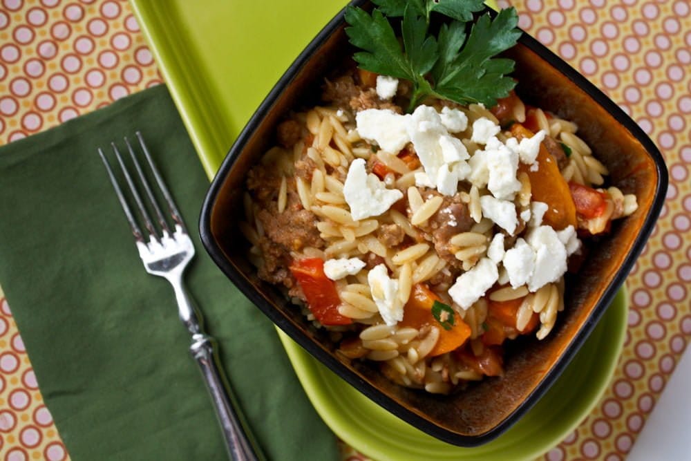 orzo with sausage and peppers