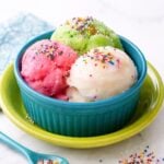 Snow ice cream scoops in a bowl
