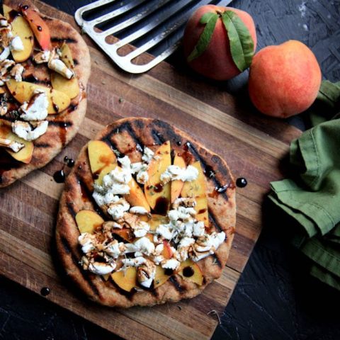 Grilled Peach and Goat Cheese Pizzas