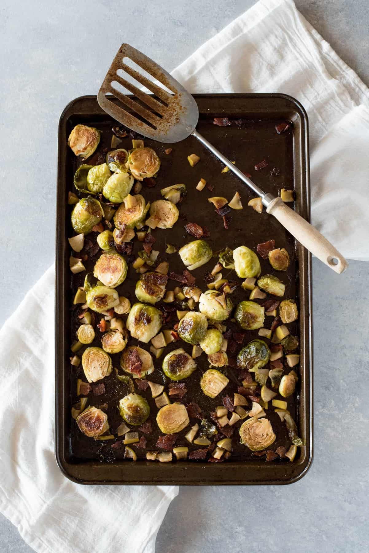 Roasted Brussels Sprouts with Bacon and Apples