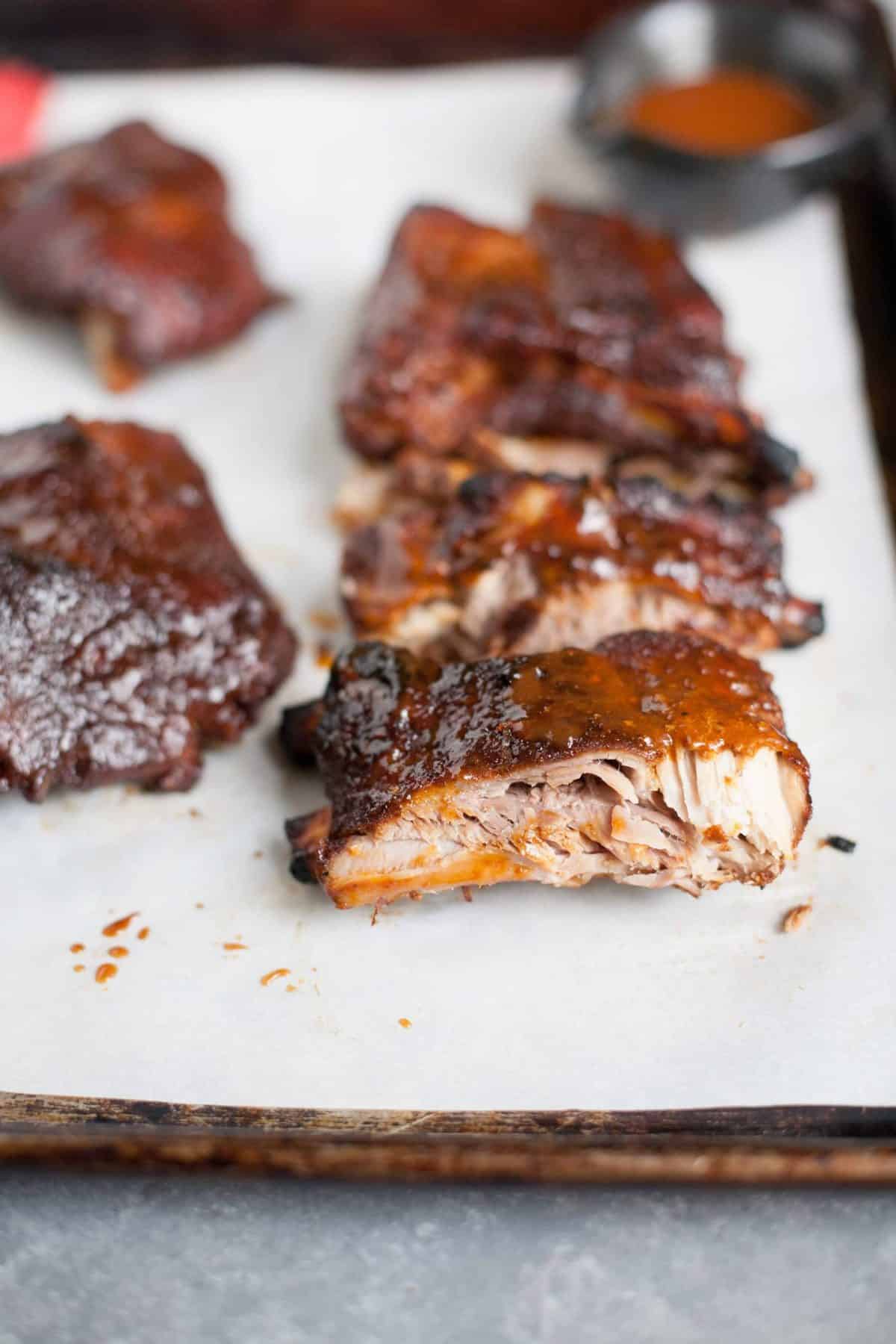 Slow Cooker Barbecue Ribs on a white background