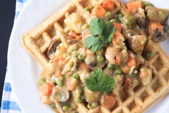 cleaned-up creamy chicken and waffles