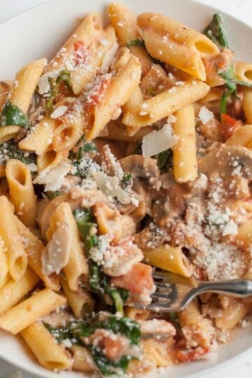 A bowl of Penne Rosa pasta