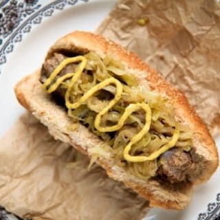 Beer-Braised Brats with Quick Apple and Onion Sauerkraut