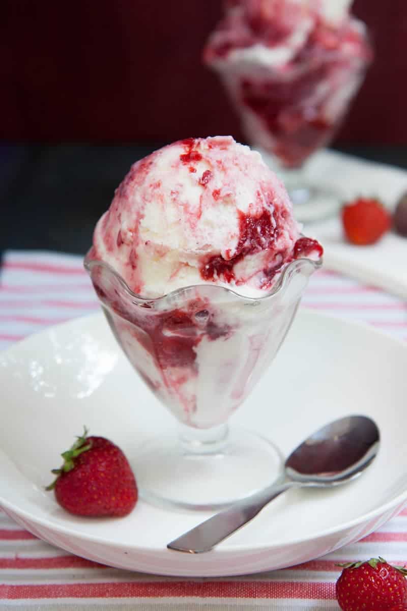 Feta and Strawberry Swirl Ice Cream