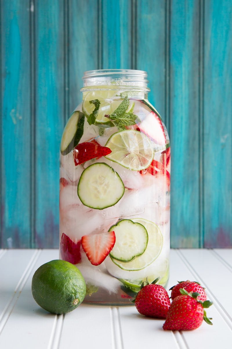 Lemon, Mint, Cucumber and Strawberry Infused Water - Slow The Cook