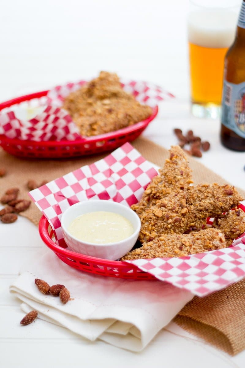 Honey Chipotle Almond-Crusted Chicken Strips with Blue Diamond Almonds