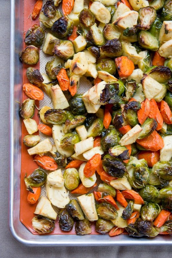 Rosemary Roasted Brussels Sprouts, Parsnips, and Carrots