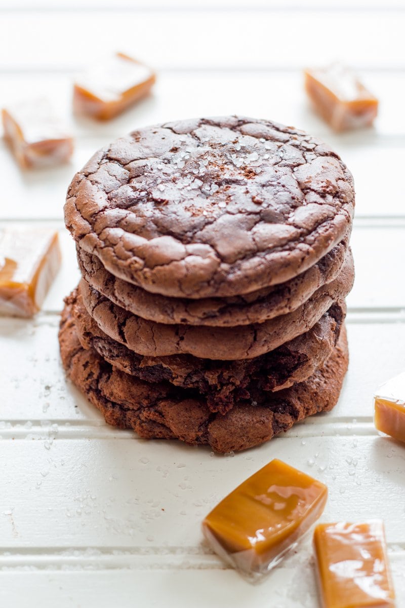 Salted Caramel Dark Chocolate Brownie Cookies