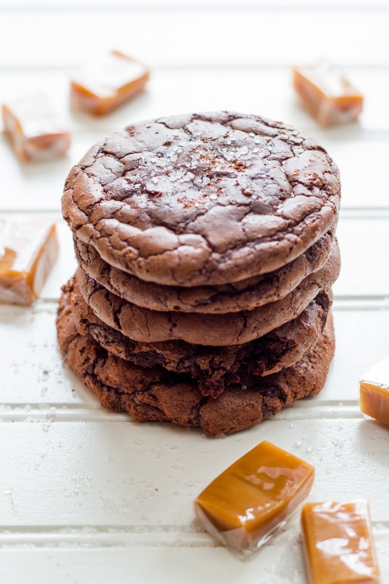 caramel chocolate fudge brownie cookies