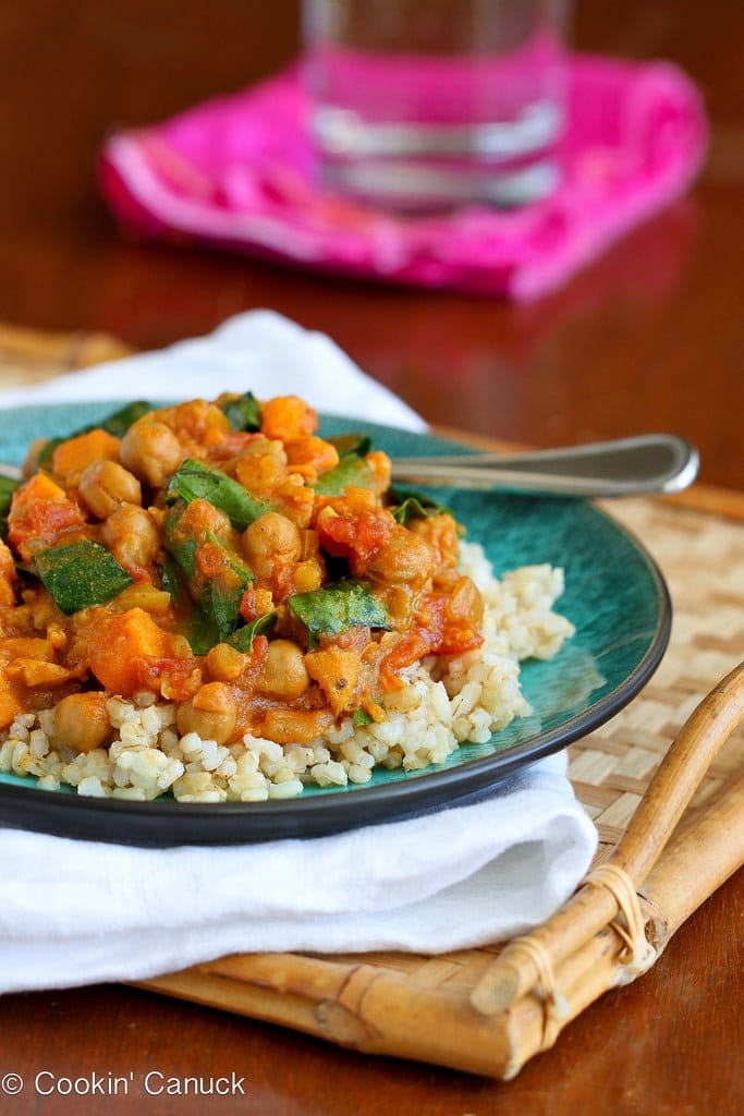 Slow Cooker Vegetable Curry with Sweet Potato and Chickpeas