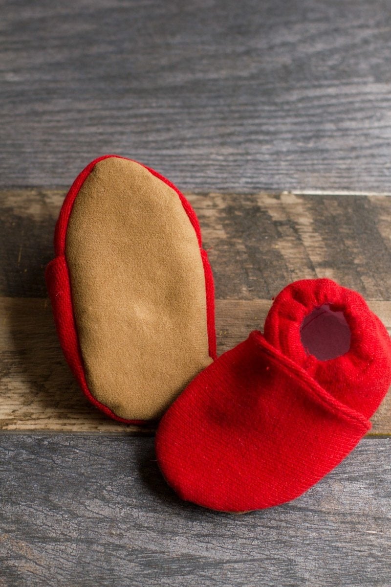 Easy Upcycled Sweater Baby Booties