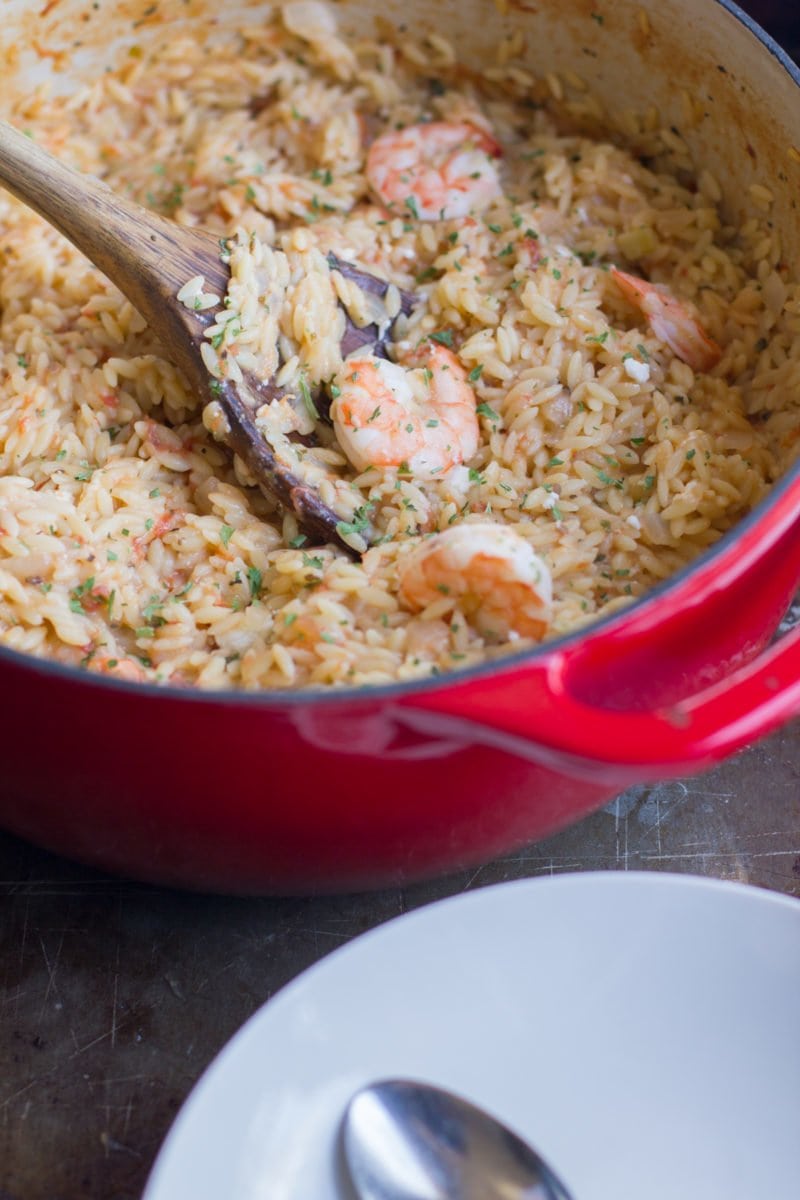 One Pot Lemon Orzo with Shrimp