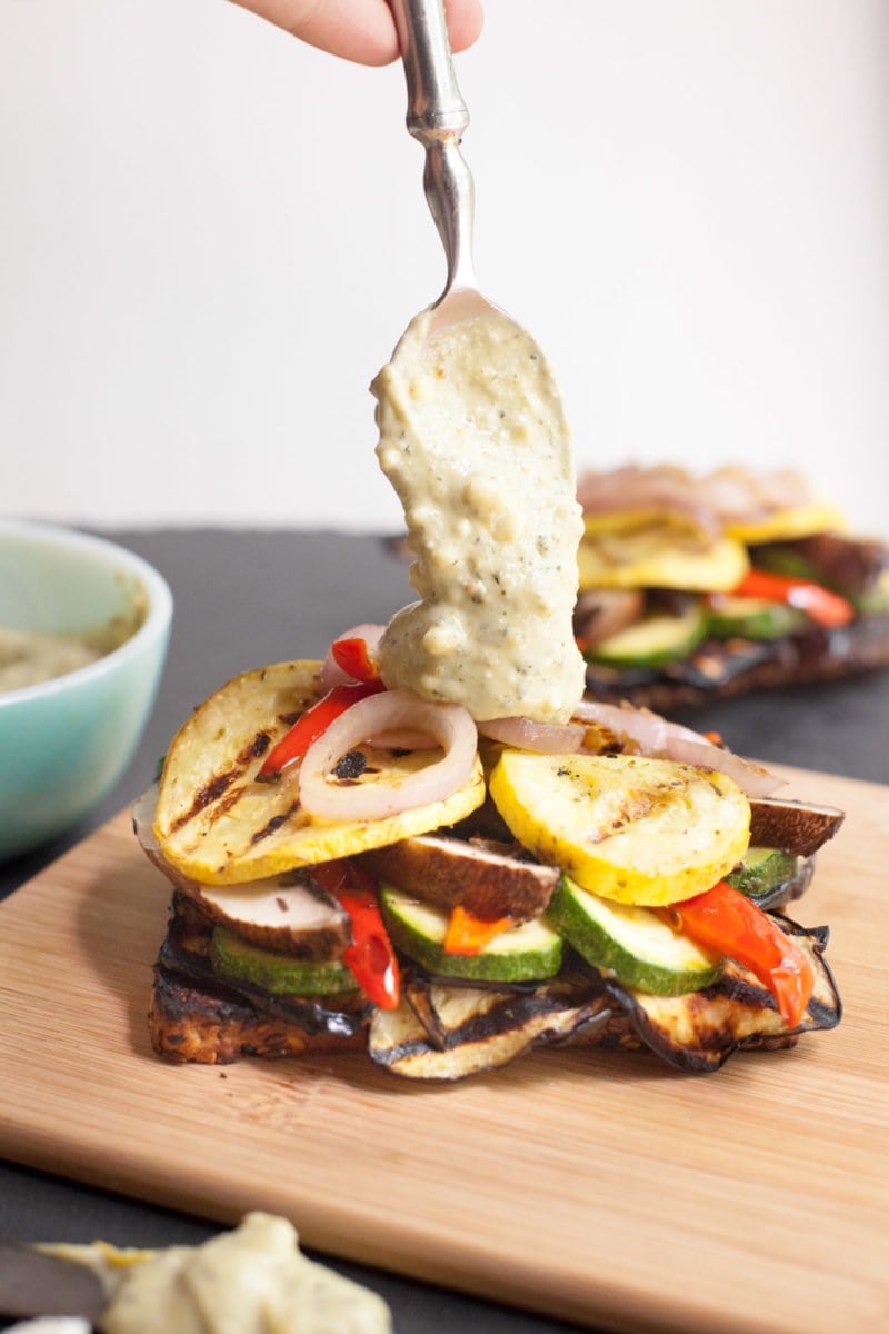 Grilled Veggie Sandwich with Pesto-Feta Mayo