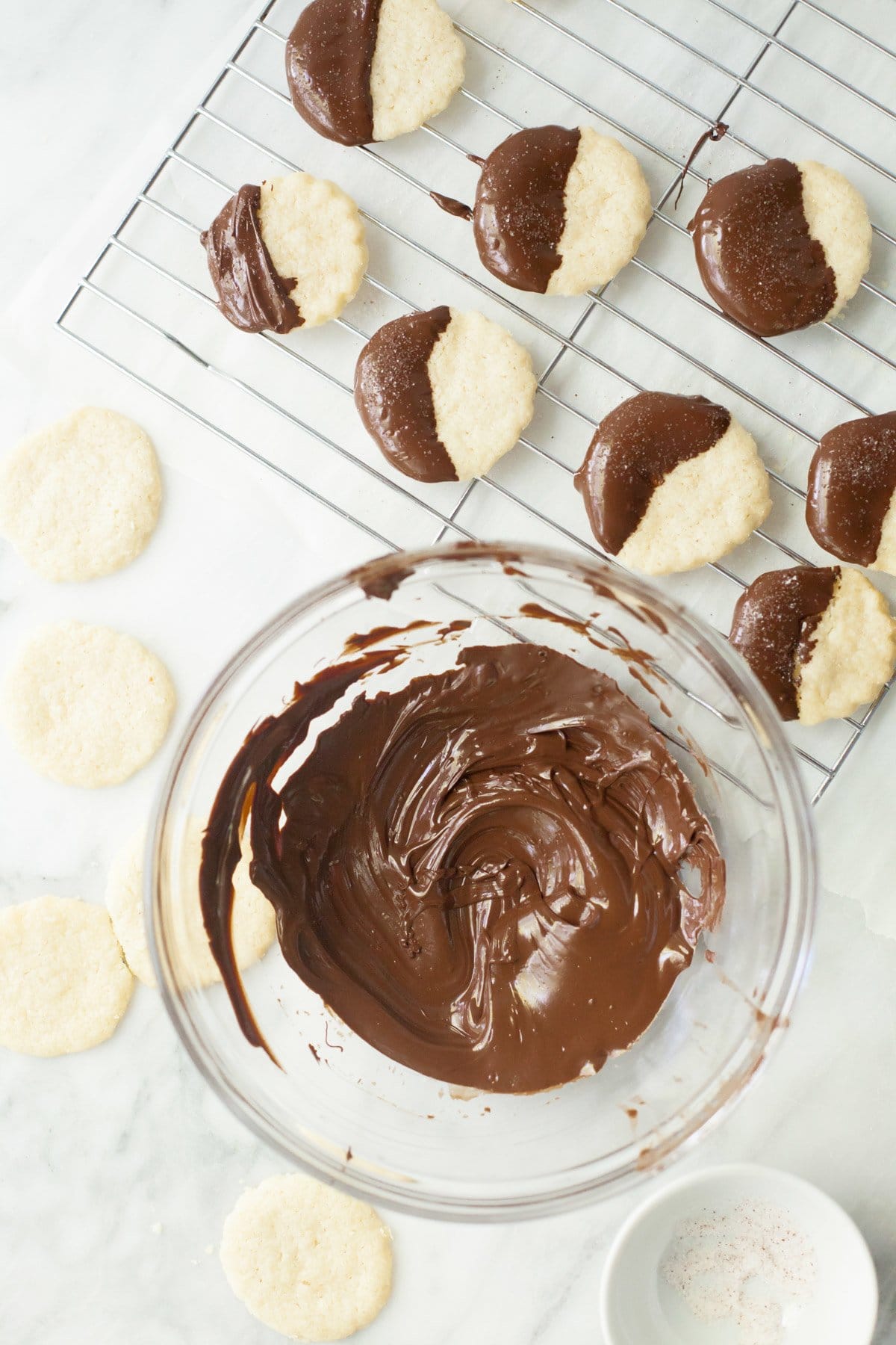 Small Batch Chocolate Dipped Shortbread Cookies