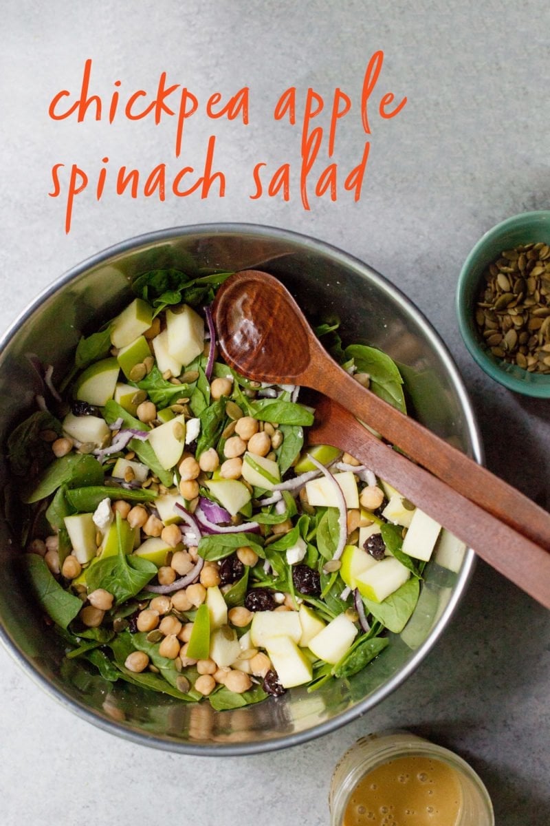 Chickpea Apple Spinach Salad