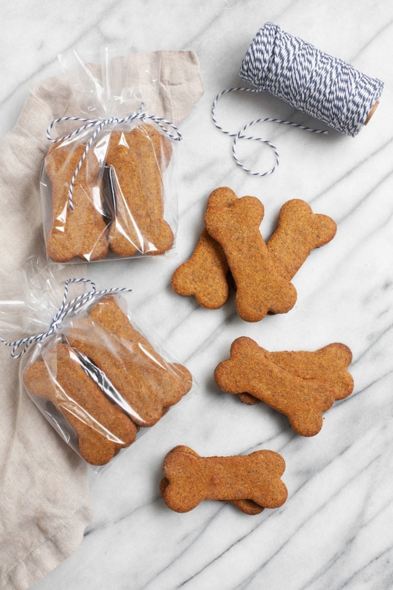 Healthy Homemade Dog Treats wrapped up for gifting