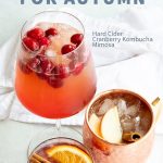 3 kombucha cocktails for autumn arranged on a white background