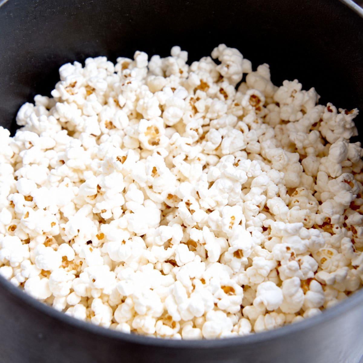 Finished pot of stovetop popcorn