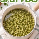 A pot of split peas on a countertop with the text overlay "How to Cook Split Peas"