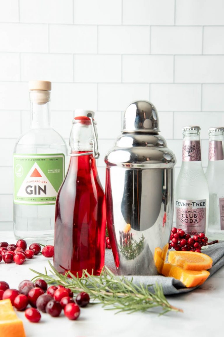 Holiday Cranberry Gin Fizz Cocktail Thanksgiving or Christmas Cocktail