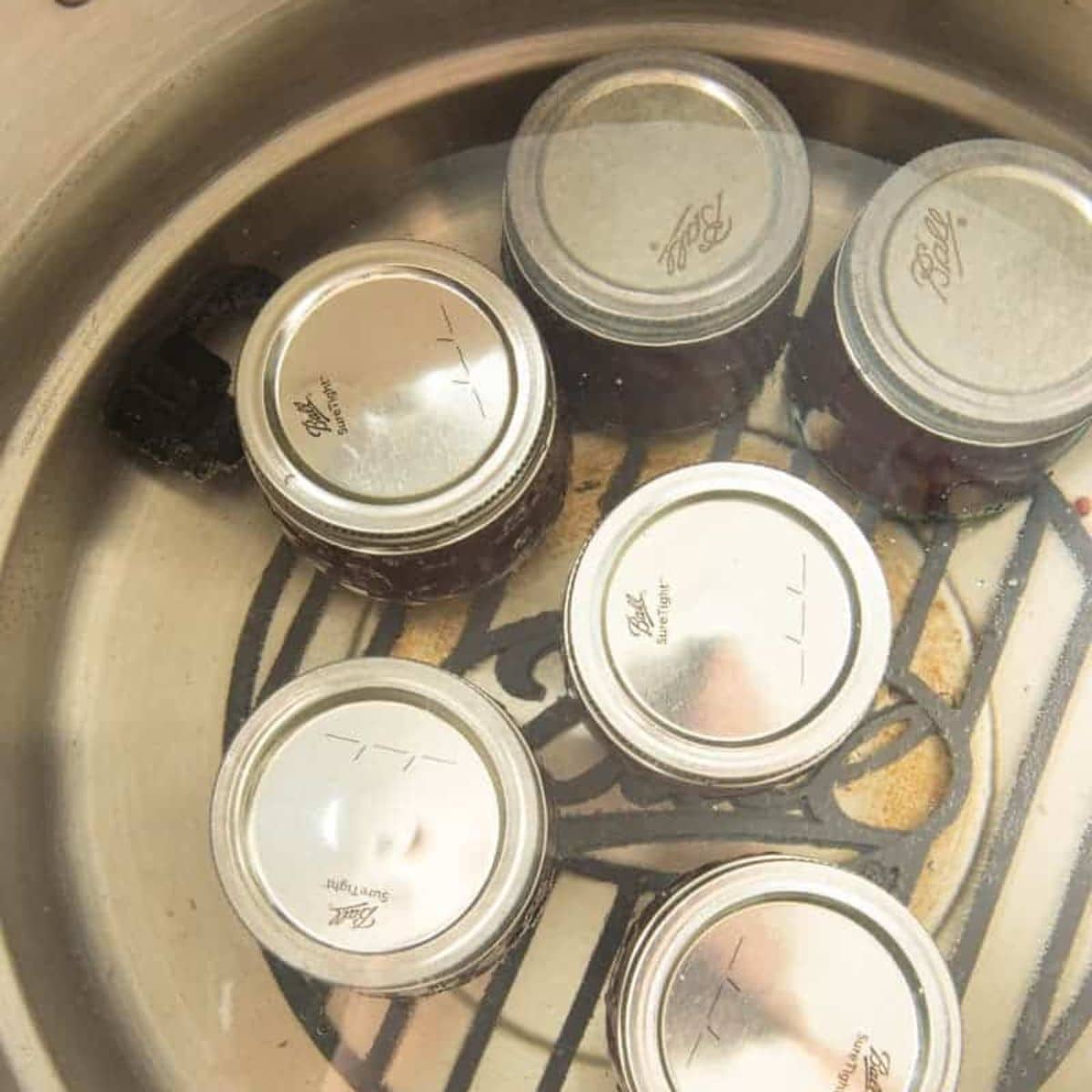 Canning jars processing in waterbath canner