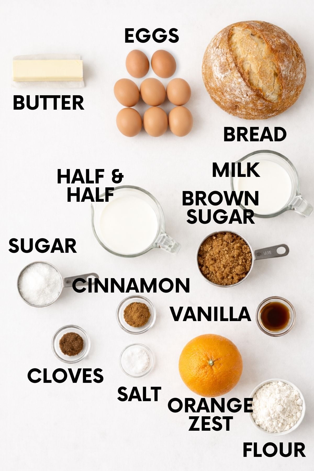 Ingredients for French toast breakfast bake