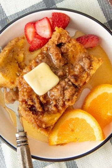 French toast breakfast bake on a plate
