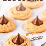 A text overlay reads, "Peanut Butter Blossoms. 4 Ingredients! Gluten-Free!"