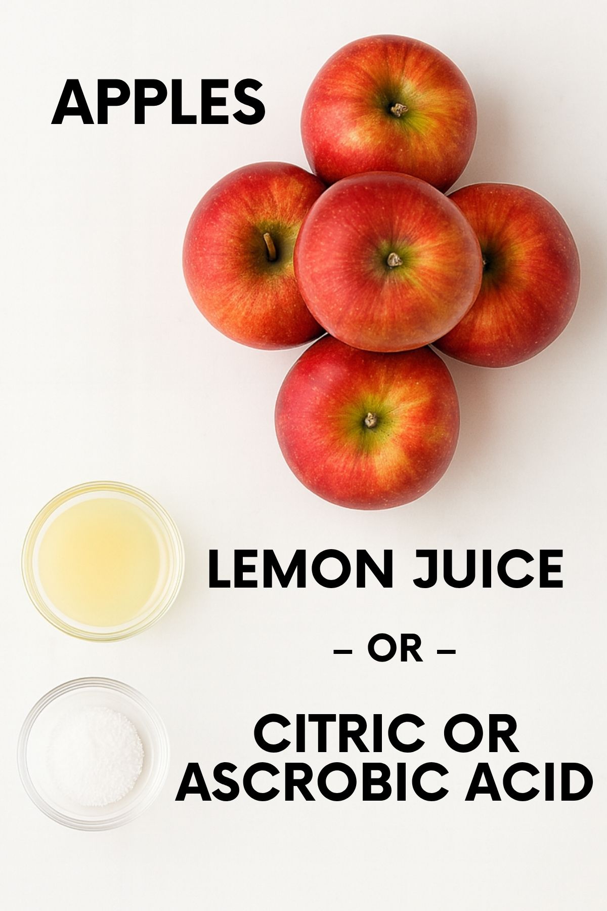 Ingredients for dehydrating apples on a white countertop