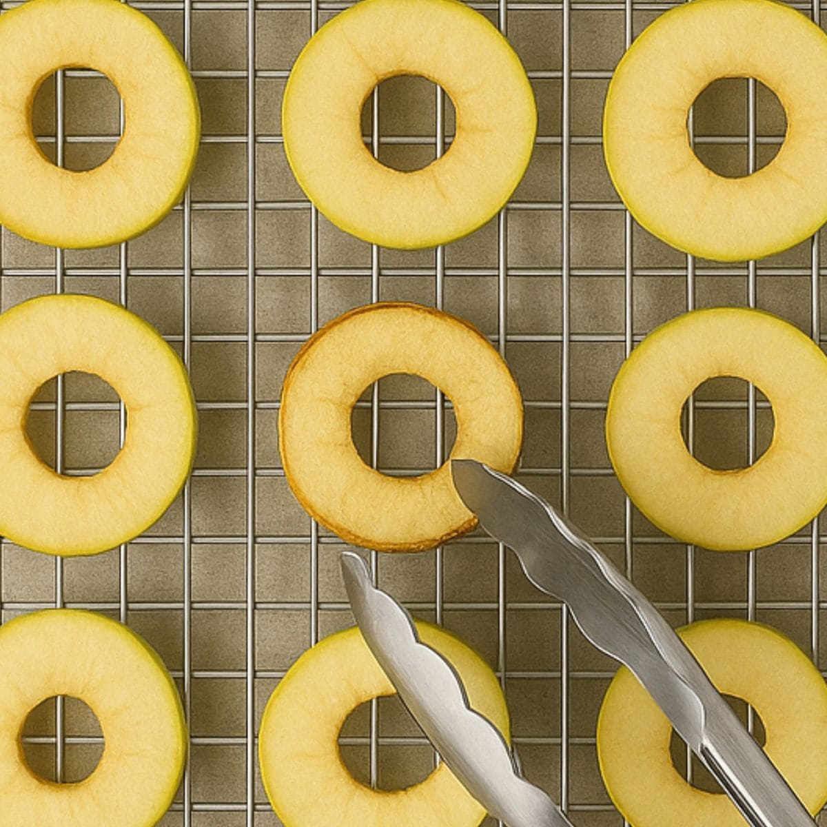 Flipping apple slices