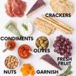 Ingredients for making a cheese board on a countertop