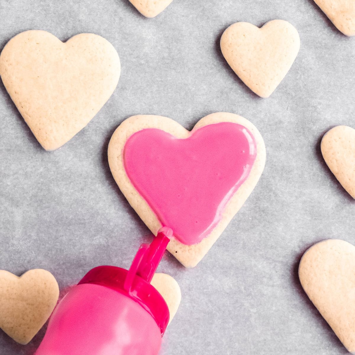 Icing on baked sugar cookies