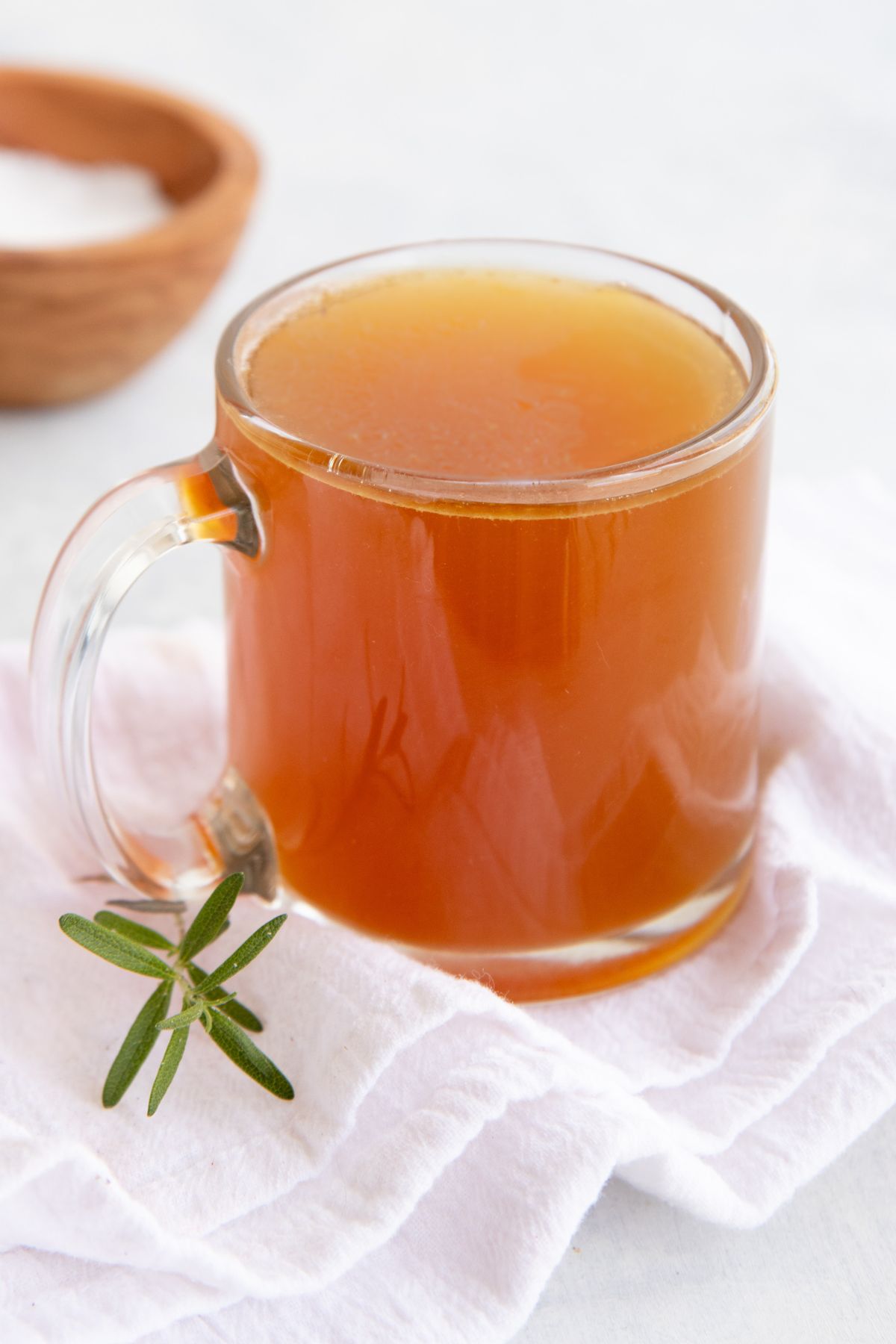 Mug of bone broth on a tabletop