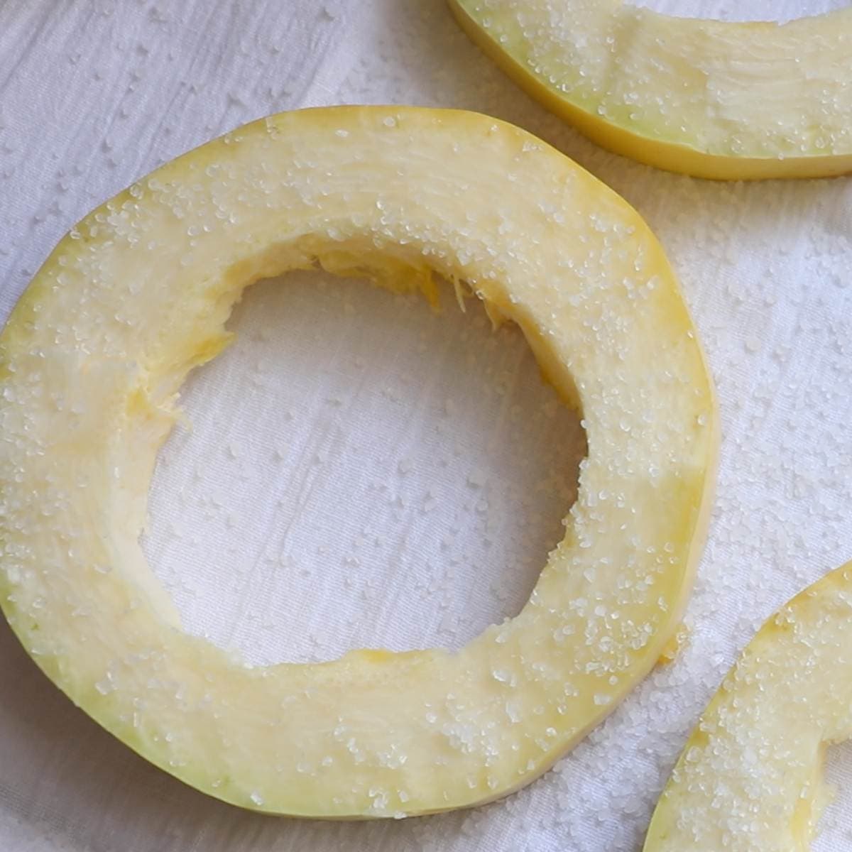 Ring of spaghetti squash sprinkled with salt