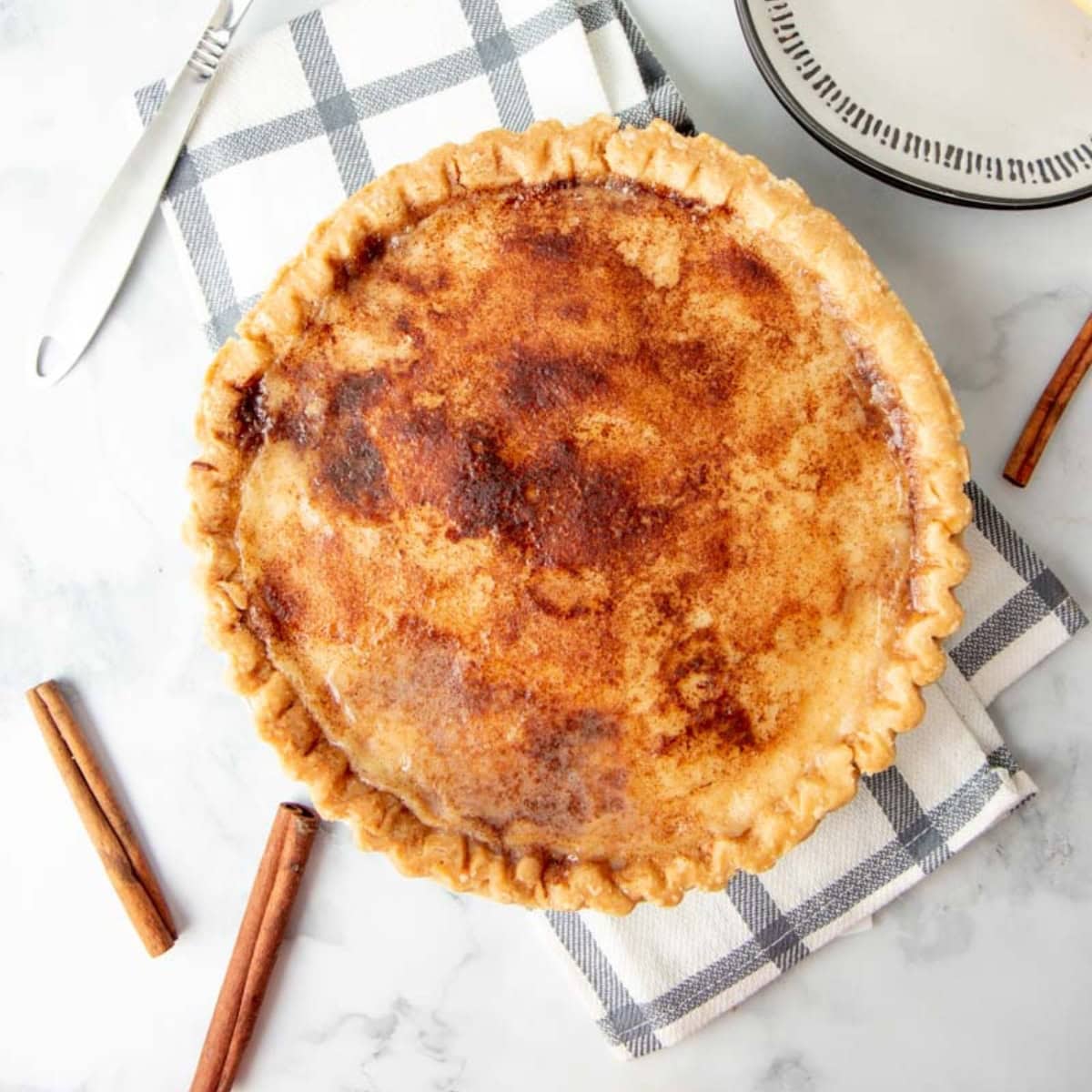 A full sugar cream pie after a trip through the broiler.