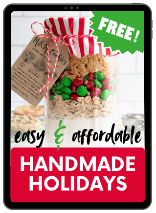 Tablet mockup of the Easy & Affordable Handmade Holidays guide cover